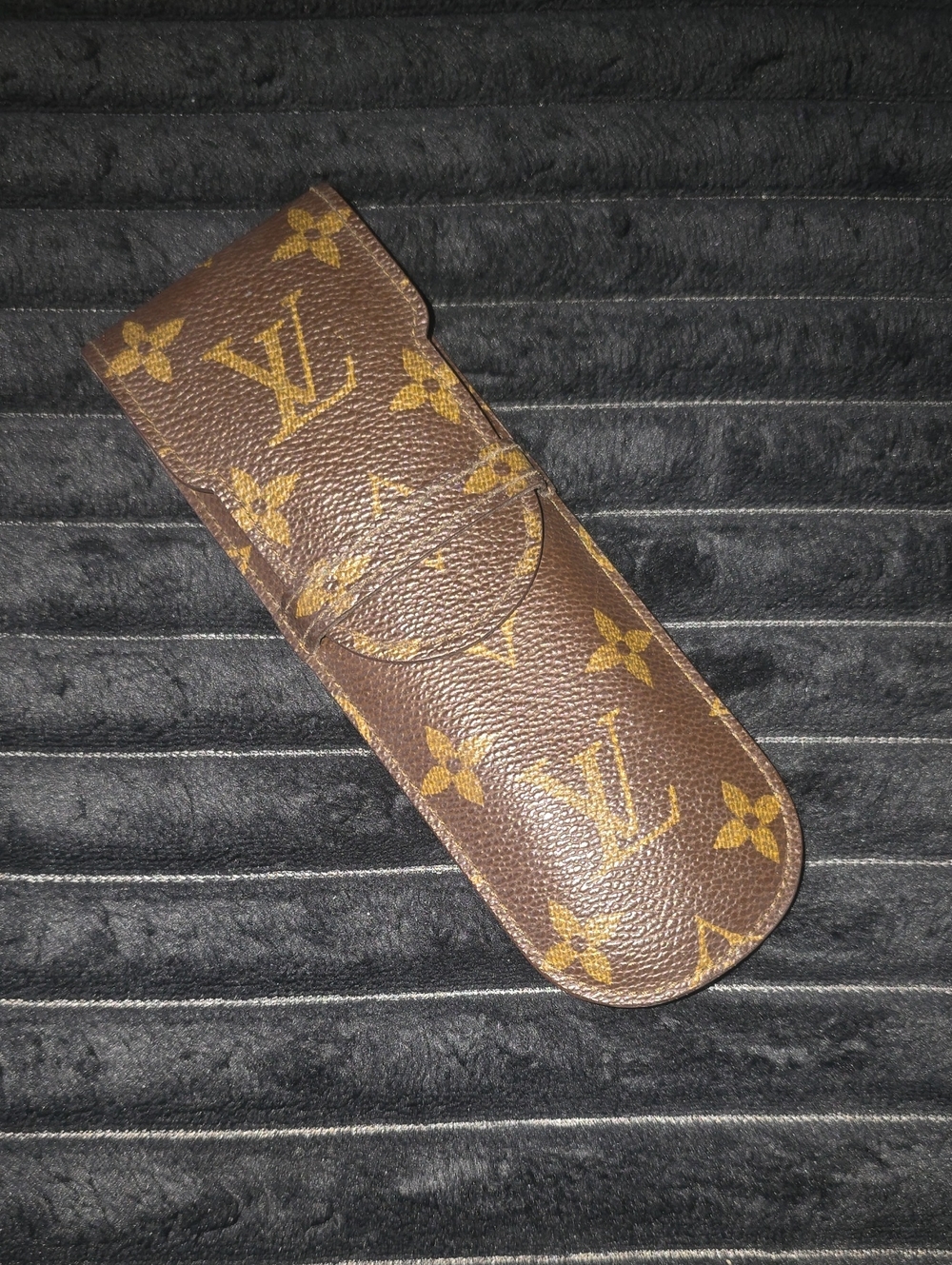 Louis Vuitton Brown Monogram Glasses Sleeve with Gold Accents